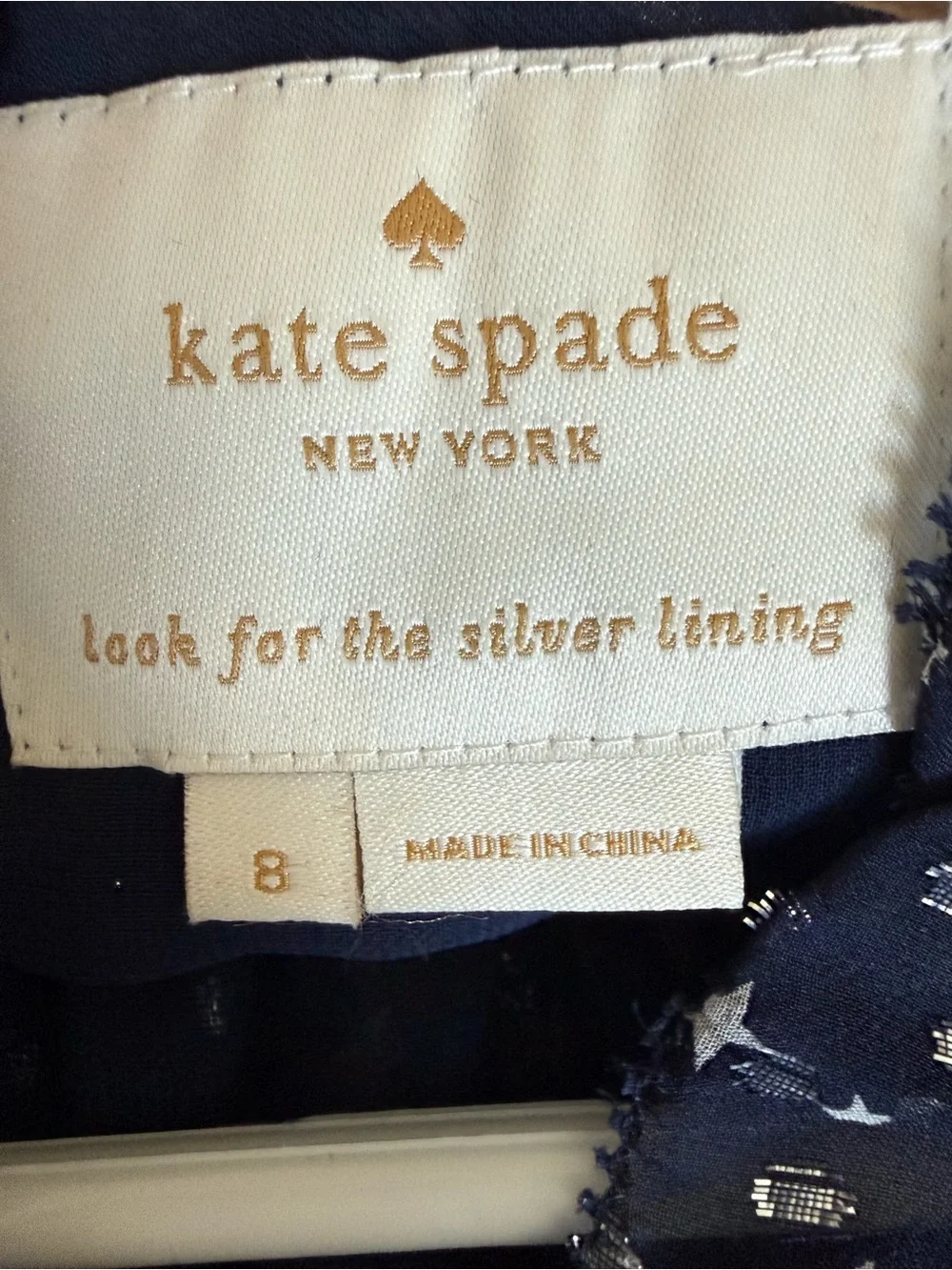 kate spade navy and white star print long sleeve dress